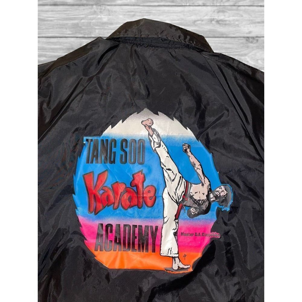 Vintage Karate Academy Tang Soo Black Windbreaker Jacket Men’s Size X-Large